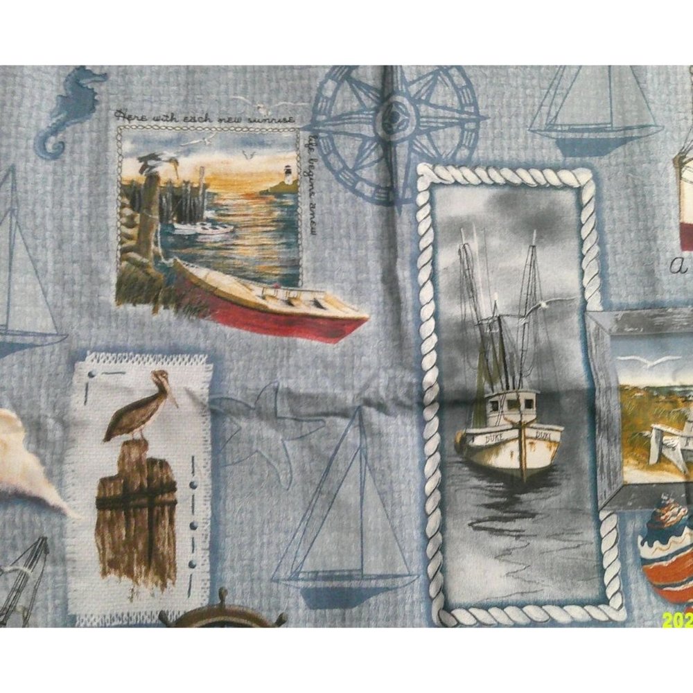 Fisherman Themed Fabric * 1 1/4 Yards * Sewing * Quilting * Blankets *